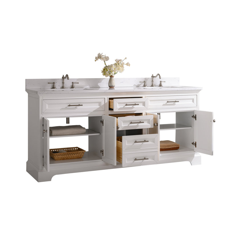 Three Posts™ Currahee 72'' Freestanding Double Bathroom Vanity with